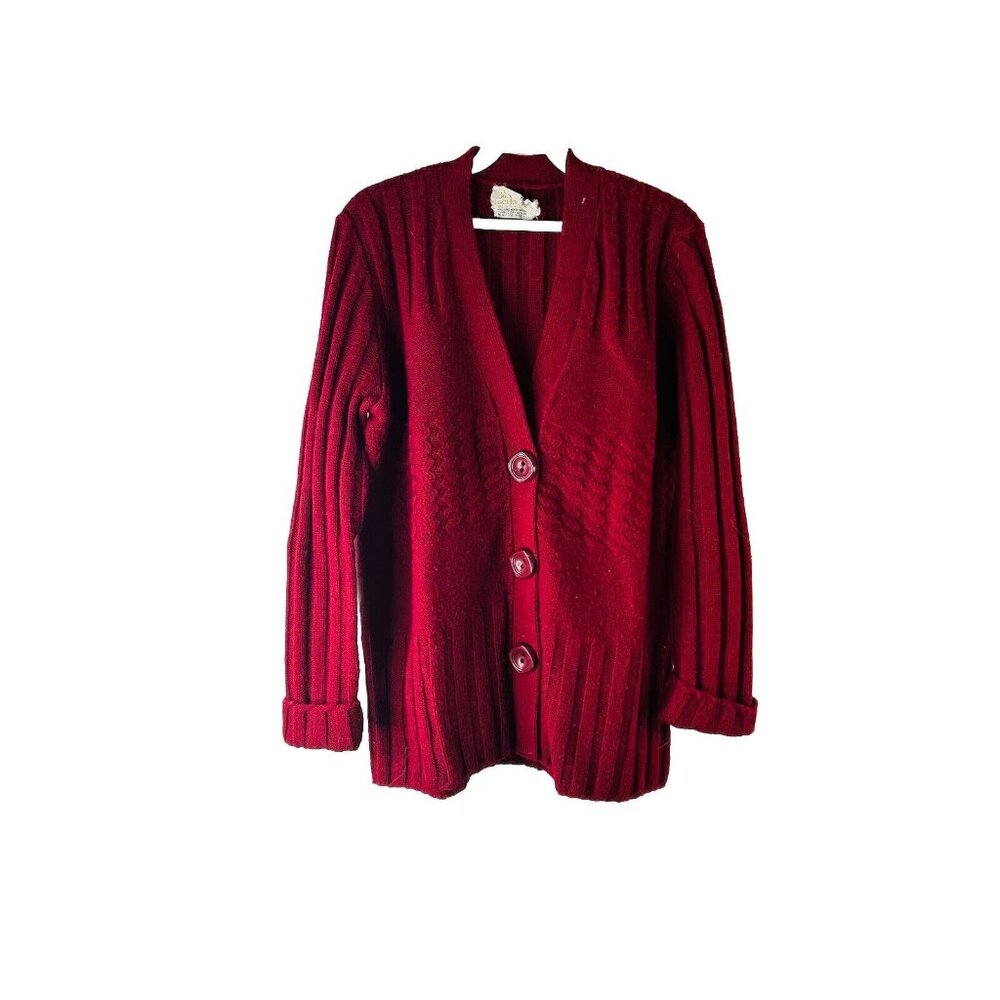 70’s Long Sleeve Burgundy Half Zip Up Collared Knit Sweater